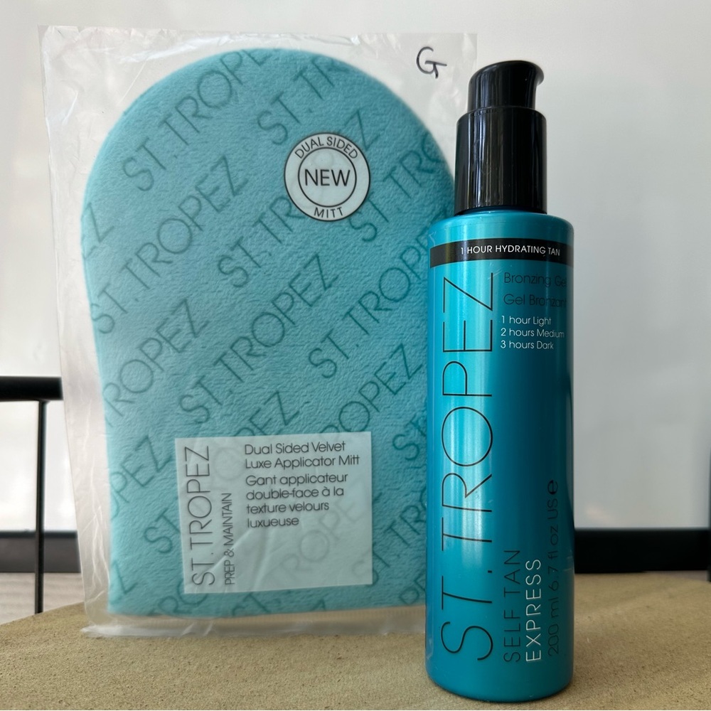 💖NEW ST. TROPEZ SUNLESS SELF TAN EXPRESS BRONZING GEL 6.7 oz & TANNING MITT❣️💖